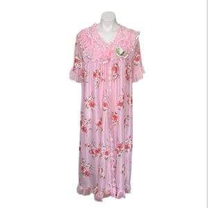Pink Floral Robe & Pink Slip Set sz sm